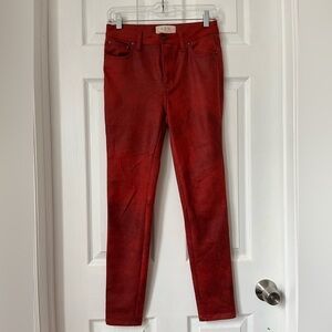We The Free Skinny Micro Suede Jeans Red Marbling Women's Size 27